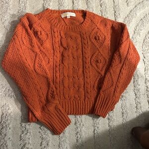 Burnt Orange Cable Knit Sweater